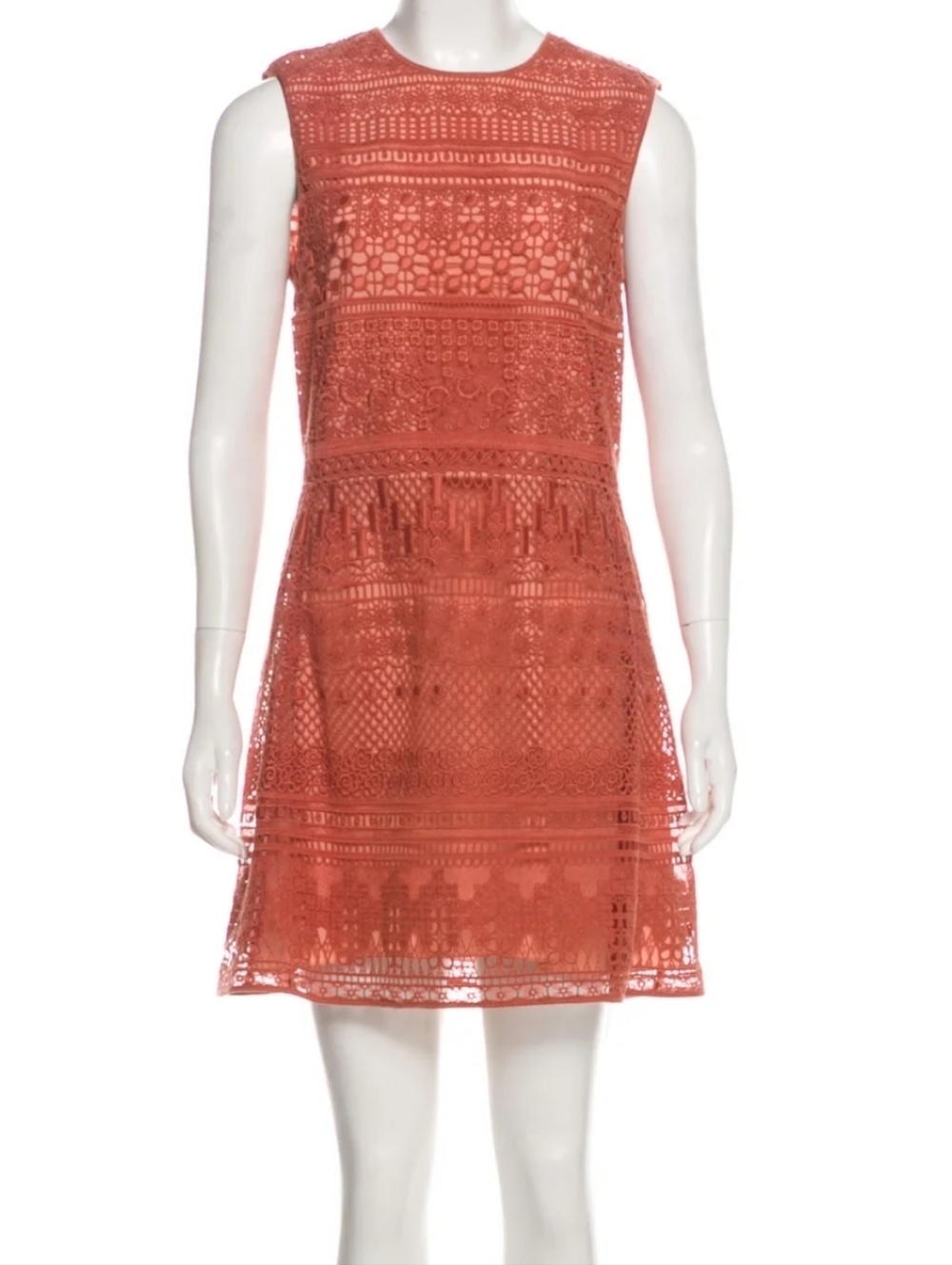 Chloé sleeveless mini dress in peach. Size 6 - cotton and silk